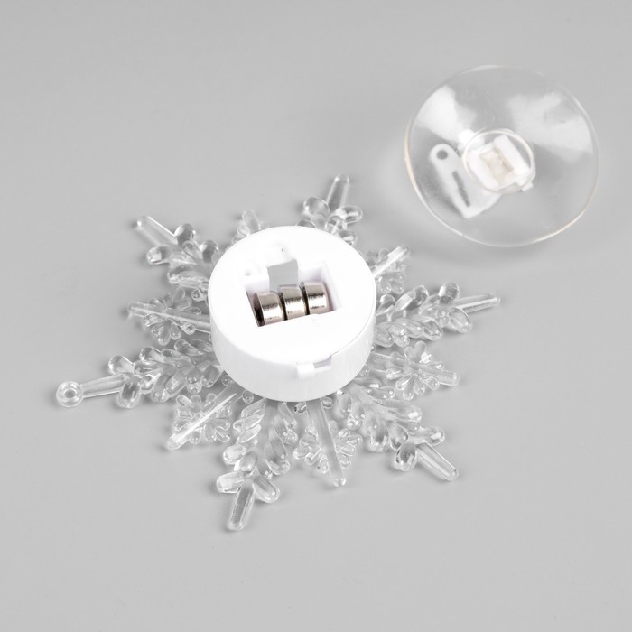 Светодиодная игрушка на липучке «Снежинка» 11 см, батарейки LR44х3, свечение мульти - фото 1885747000