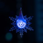 Светодиодная игрушка на липучке «Снежинка со снеговиком» 13 см, батарейки LR44х3, свечение мульти - фото 4577340