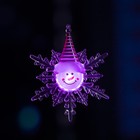 Светодиодная игрушка на липучке «Снежинка со снеговиком» 13 см, батарейки LR44х3, свечение мульти - фото 7264513