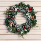 Венок новогодний d=30 см «Зимнее волшебство. Уютная сказка» листья, ягоды, шишки - Фото 2