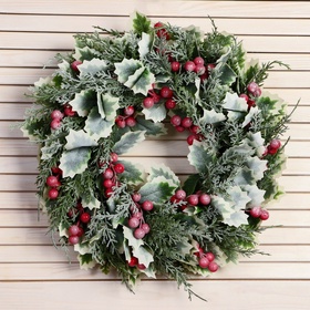 Венок новогодний d=33 см «Зимнее волшебство. Уютная сказка» листочки, ягоды