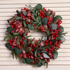 Венок новогодний d=35 см «Зимнее волшебство. Уютная сказка», с лентами, листьями и ягодами - Фото 2