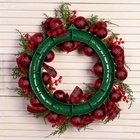 Венок новогодний d=37 см «Зимнее волшебство. Уютная сказка» клетчатые ленты, веточки, шары - Фото 4