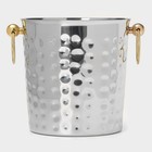 Ведро для льда «Чеканный», 5.2 л, 25×20×20.5 см, нержавеющая сталь, золотые ручки - Фото 1