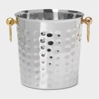 Ведро для льда «Чеканный», 5.2 л, 25×20×20.5 см, нержавеющая сталь, золотые ручки - Фото 2