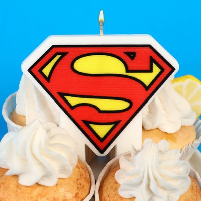 Свеча для торта "С Днем Рождения!", 9 х 8 см, Супергерои