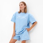 Комплект (футболка, шорты) женский MINAKU: SPORTY & STYLISH цвет голубой, р-р 42 - фото 10944454
