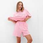 Комплект женский (футболка, шорты) MINAKU: SPORTY & STYLISH, светло-розовый, размер 42 - Фото 6