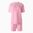 Комплект женский (футболка, шорты) MINAKU: SPORTY & STYLISH, светло-розовый, размер 42 - Фото 10