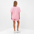 Комплект женский (футболка, шорты) MINAKU: SPORTY & STYLISH, светло-розовый, размер 48 - фото 22750445