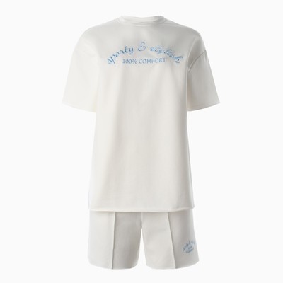 Костюм женский (футболка, шорты) MINAKU: SPORTY & STYLISH, цвет экрю, размер 46