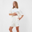 Комплект женский (футболка, шорты) MINAKU: SPORTY & STYLISH, экрю, размер 48 - фото 22831792