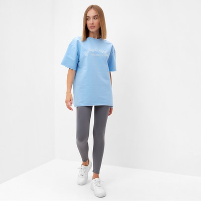 Футболка женская MINAKU OVERSIZE FIT: SPORTY & STYLISH цвет голубой, р-р 48