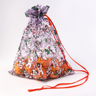 Мешок подарочный «Снеговики с ёлками», р. 45 × 35 см, органза - Фото 1