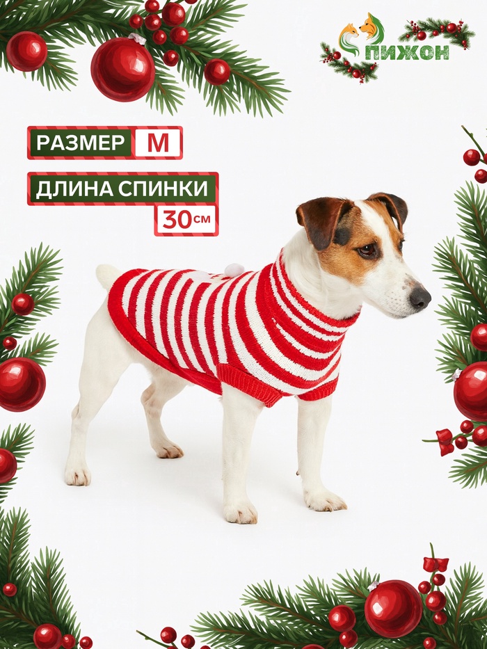 Свитер для собак "Санта", размер M (ДС 30, ОШ 27, ОГ 40 см) - Фото 1