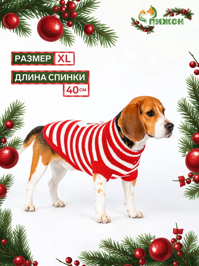 Свитер для собак «Санта», размер XL (ДС 40, ОШ 33, ОГ 50 см) - Фото 1