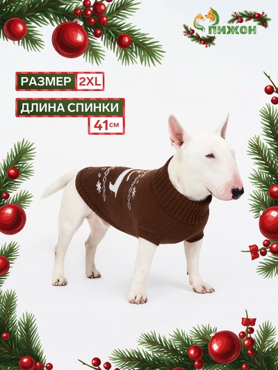 Свитер «Олень», 2XL (ДС 41, ОШ 41, ОГ 36-60 см), коричневый