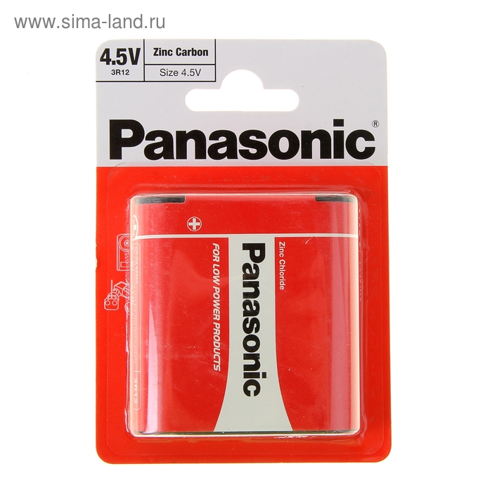 Батарейка солевая Panasonic Zinc Carbon, 3R12-1BL, 4.5В, блистер, 1 шт. - Фото 1