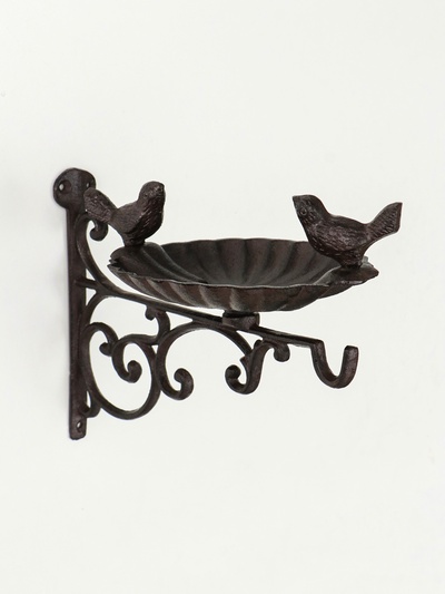 Настенный крючок декоративный с подставкой для мелочей «Две птицы», чугун, 14.5×28×21 см
