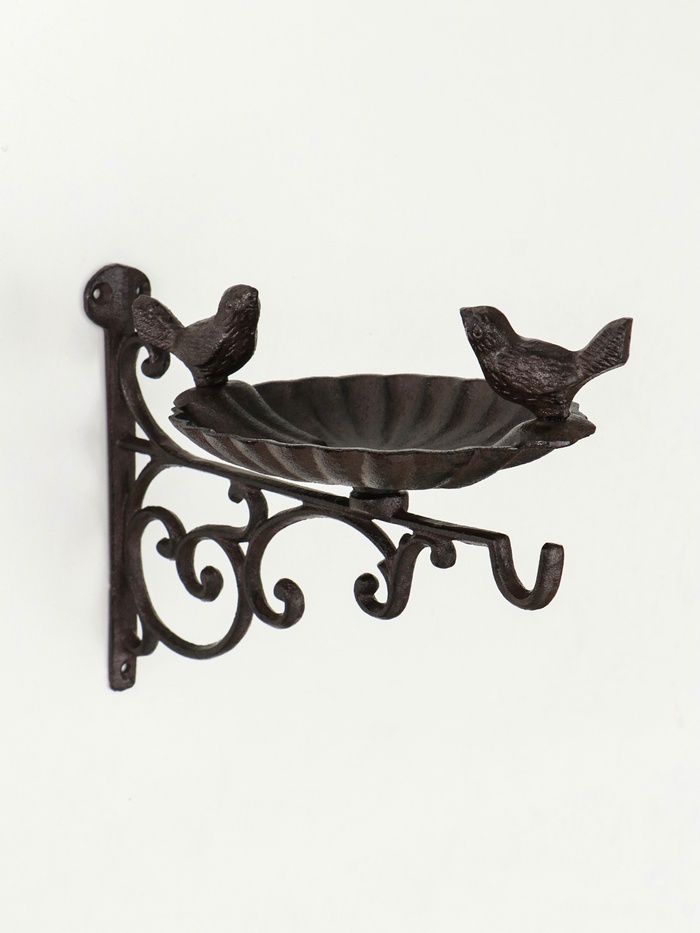 Настенный крючок декоративный с подставкой для мелочей «Две птицы», чугун, 14.5×28×21 см - Фото 1