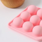 Форма для льда Доляна «Шары», 10.5×10.5×2 см, 9 ячеек (d=1.9 см), розовая - Фото 4