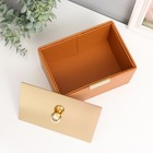 Шкатулка кожзам, металл "Роскошь" охра с золотом 13,5х19,5х10 см - фото 22661610