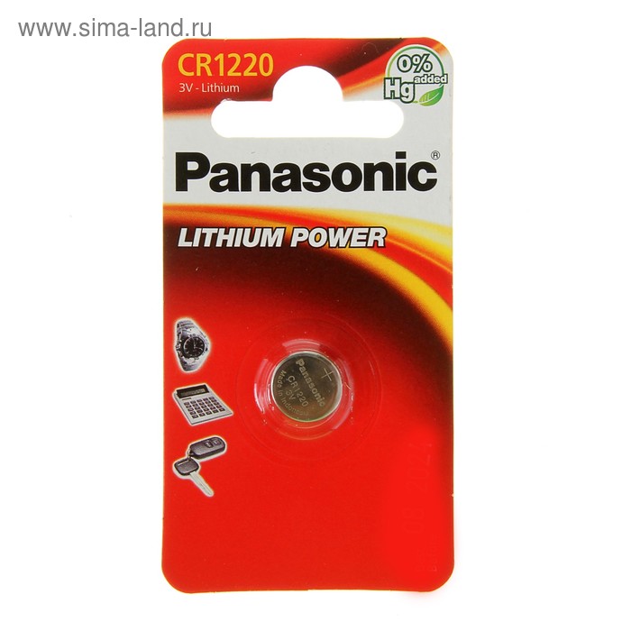 Батарейка литиевая Panasonic Lithium Power, CR1220-1BL, 3В, блистер, 1 шт - Фото 1