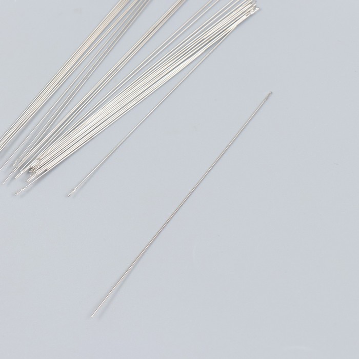 Иглы металл для бисера в стеклянной колбе тонкие набор 30 шт Ø 0,45х100 мм 1,5х1,5х14 см