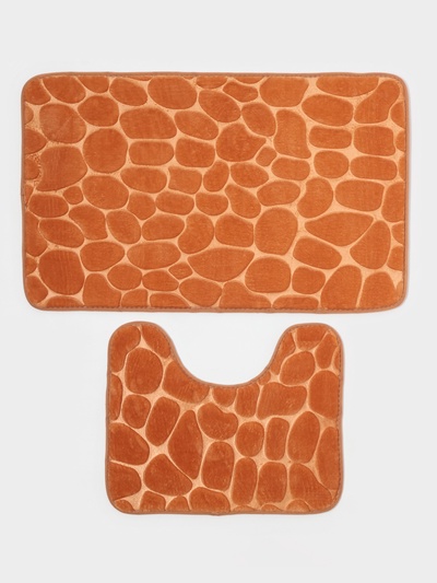 Коврики для ванной и туалета Доляна «Камни», 2 шт., 40×50, 50×80 см, бежевые