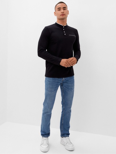 Лонгслив поло мужской MINAKU: Basic line MAN, размер 54. чёрный