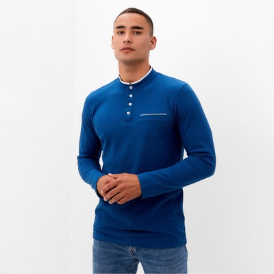 Футболка с дл. рукавом мужская MINAKU цвет синий, р-р 50