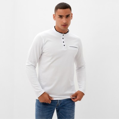 Лонгслив поло мужской MINAKU: Basic line MAN, белый, размер 52