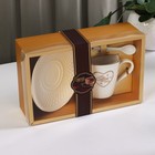 Кофейная пара керамическая с ложкой Coffee, 2 предмета: кружка 190 мл, блюдце, рисунок микс - Фото 9