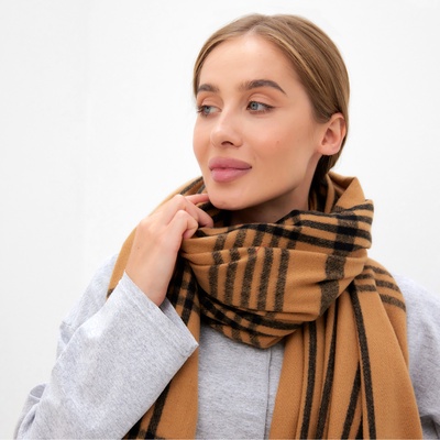 Шарф зимний объемный MINAKU, размер 100×180 + 10 см, коричневый