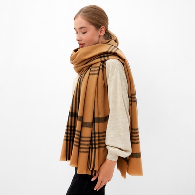 Шарф зимний объемный MINAKU, размер 100×180 + 10 см, коричневый