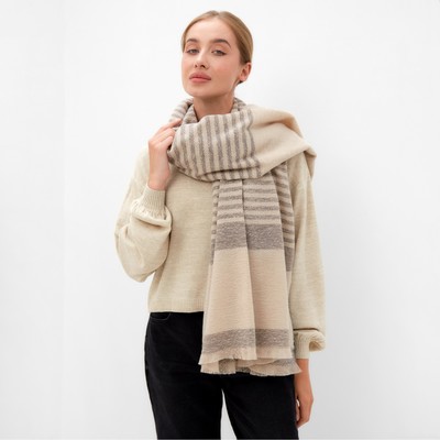 Шарф зимний объемный MINAKU, размер 100×180 + 10 см, бежевый