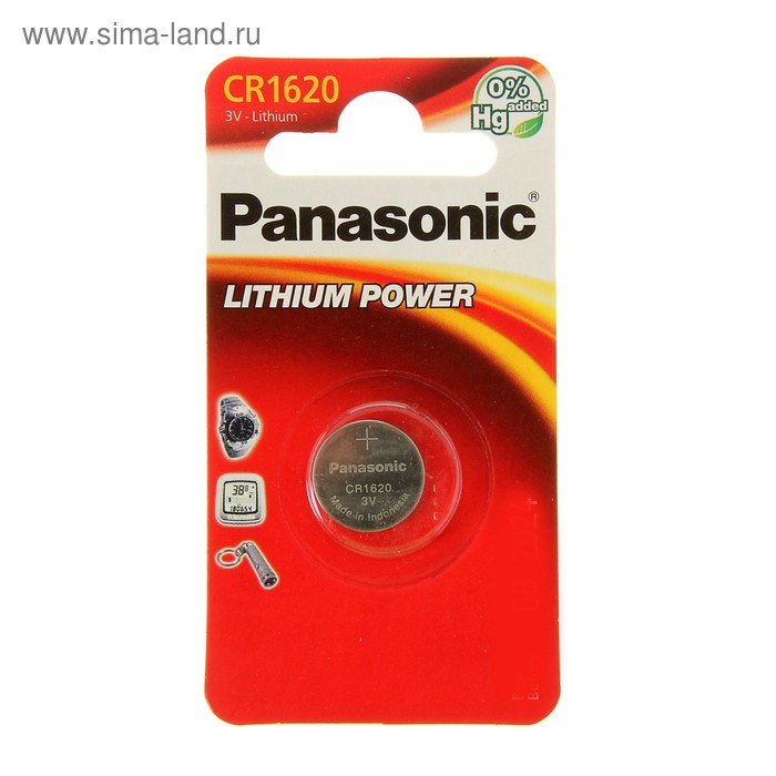 Батарейка литиевая Panasonic Lithium Power, CR1620-1BL, 3В, блистер, 1 шт - Фото 1