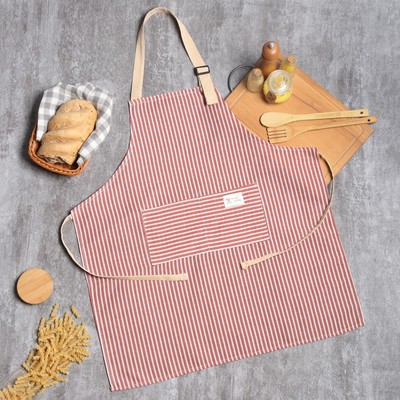 Фартук Доляна с карманом, красный, 70×65±4 см, 100% хлопок, рогожка