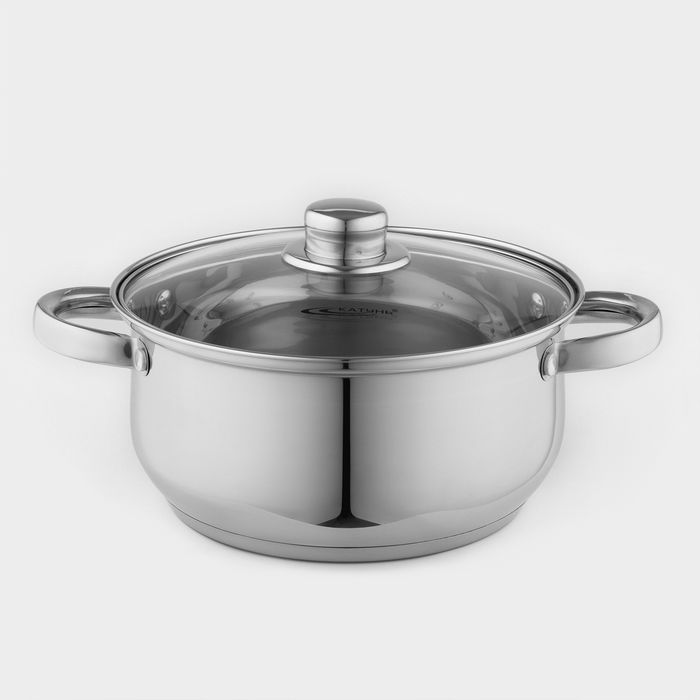 Кастрюля Катунь «Гретта», 4.2 л, d=22 см, капсульное дно, индукция, нержавеющая сталь, AISI - 201 - Фото 1