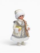 Снегурочка "В шубке с кружевами и бусинкой" 30 см, серебро - фото 809767315