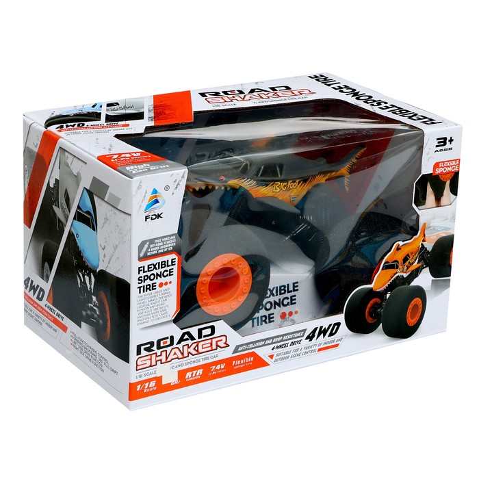 Джип радиоуправляемый SHARK, мягкие колеса, работает от акб, цвет серый 66157