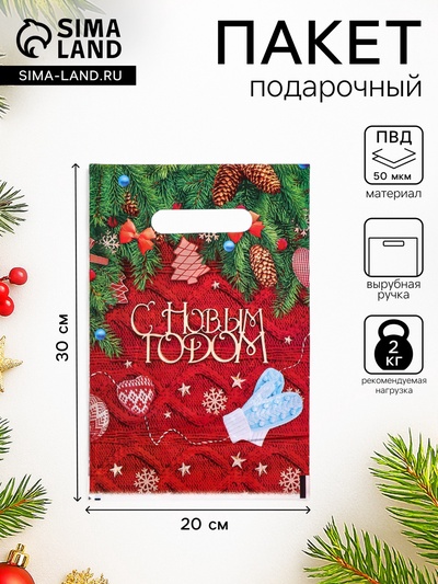 Пакет новогодний полиэтиленовый с вырубной ручкой «Вот и снова Новый Год», 20×30 см