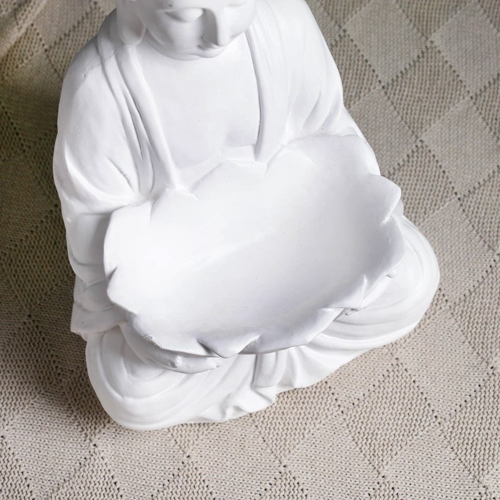 Подставка для мелочей "Будда с лотосом" белая, 19х17х32
