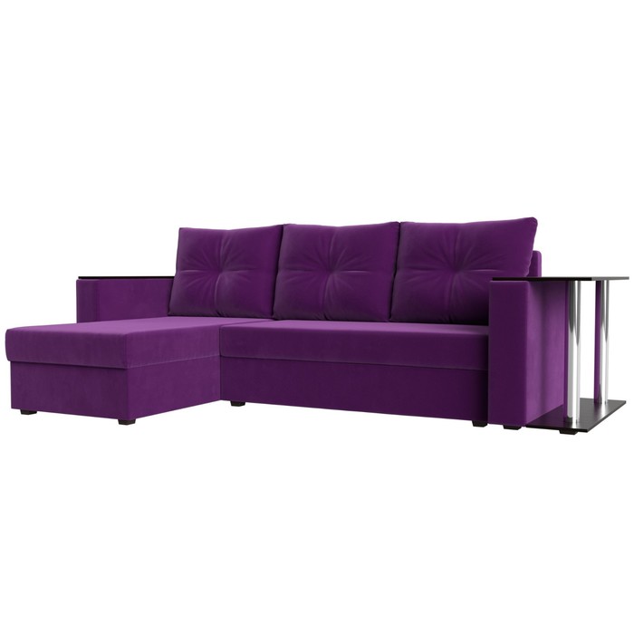 Угловой диван «Атланта лайт», левый угол, механизм еврокнижка, микровельвет, фиолетовый - Фото 1