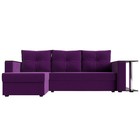 Угловой диван «Атланта лайт», левый угол, механизм еврокнижка, микровельвет, фиолетовый - Фото 2