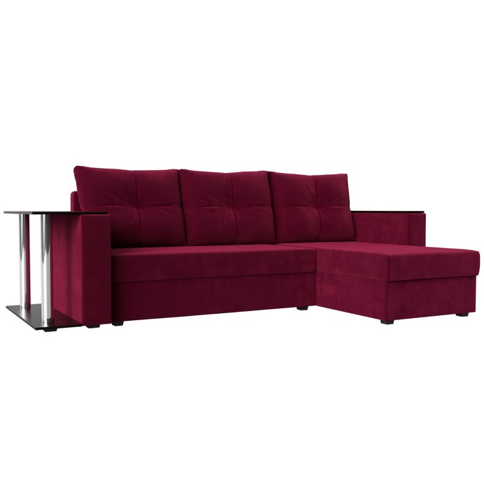 Угловой диван «Атланта лайт», правый угол, механизм еврокнижка, микровельвет, бордовый - Фото 1