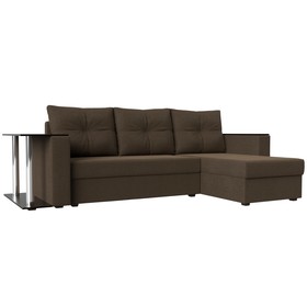 Угловой диван «Атланта лайт», правый угол, механизм еврокнижка, рогожка, коричневый