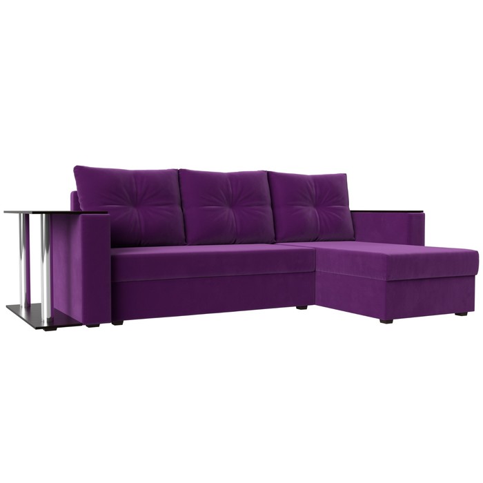 Угловой диван «Атланта лайт», правый угол, механизм еврокнижка, микровельвет, фиолетовый - Фото 1