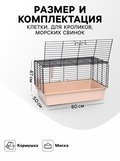 Клетка для кроликов, морских свинок «Пижон» №4 складная, 80×50×47 см, бежевая