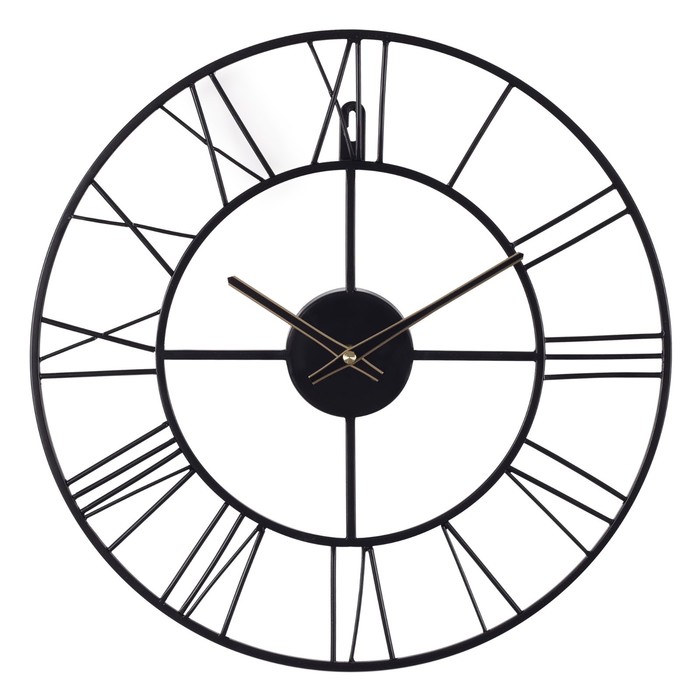 Часы настеные, серия: Лофт, плавный ход, d-40 см, черные